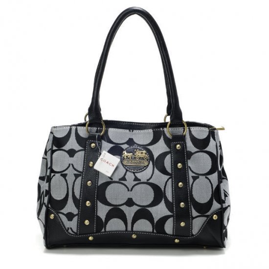 Coach Legacy In Signature Studded Small Black Satchels BOY | Women
